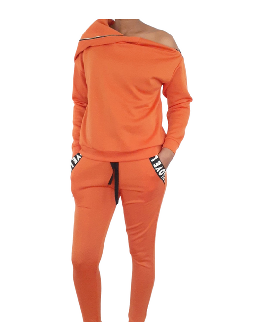Orange Love jogger suit